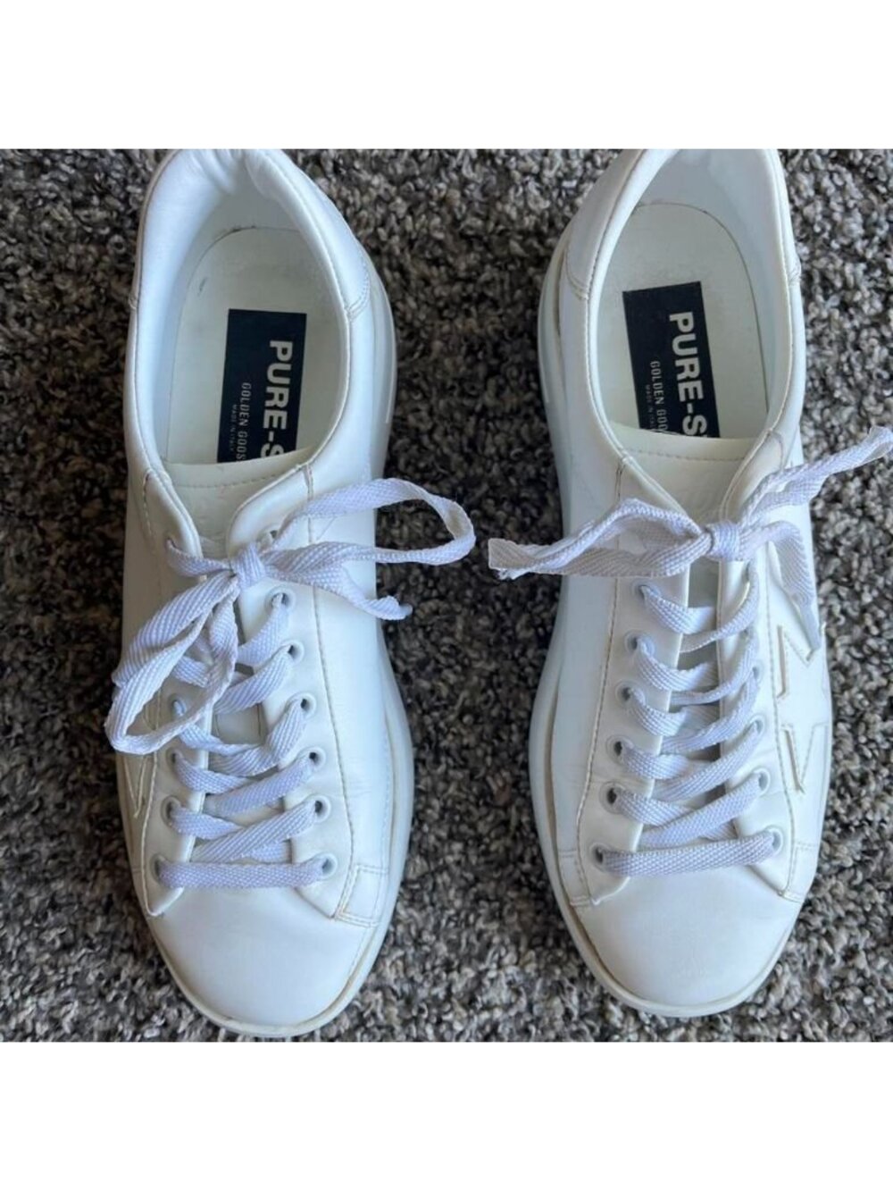 White Golden Goose PureStar Leather Sneakers Sz 10 Urban Lifestyle Quiet Luxury